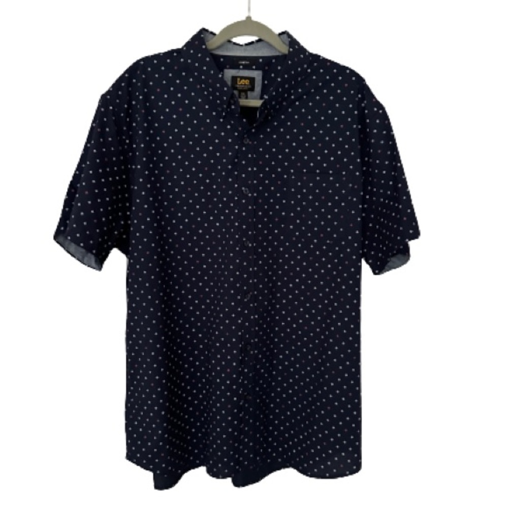 New Lee Stretch Men’s Cotton Button Down Shirt, Regular Fit, Sz XXL